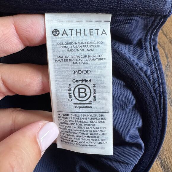 Athleta Womens Maldives Bra Cup High Neck Underwire Bikini Top Blue Size 34D/DD - Picture 4 of 4